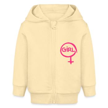 Baby - Girl - Baby Organic Zip-up Hoodie by Stanley/Stella - cream - Front