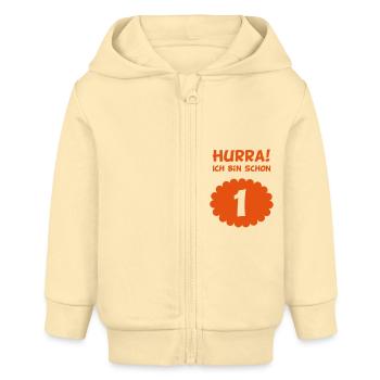 Hurra! Ich bin schon 1! – Geschenk zum Geburtstag - Baby Organic Kapuzenjacke Baby Connector von Stanley/Stella - Creme - Vorne