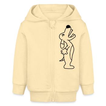 Dog angrily yelling upwards barking loudly yapping - Baby Organic Zip-up Hoodie by Stanley/Stella - cream - Front