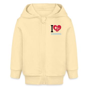 i love cooking - Baby Organic Kapuzenjacke Baby Connector von Stanley/Stella - Creme - Vorne