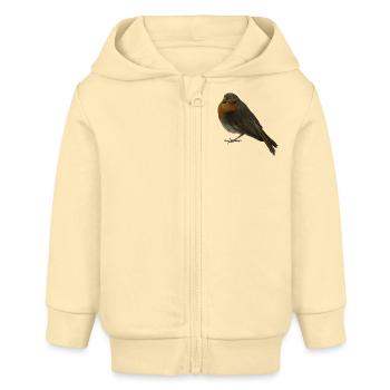 Rouge-gorge - Veste à capuche bébé bio Stanley/Stella - crème - Devant