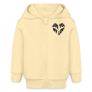Cœur « Donne-toi mon amour » - Veste à capuche bébé bio Stanley/Stella - crème - Devant