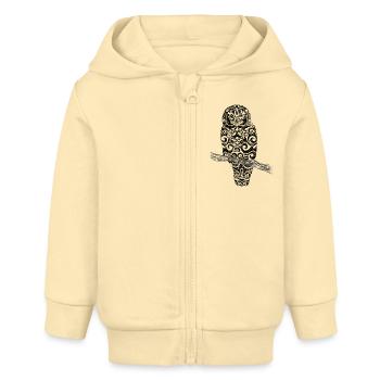 Swirly Owl (b&w) - Baby Organic Zip-up Hoodie by Stanley/Stella - cream - Front
