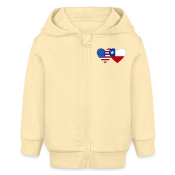USA Chile Flagge Herz - Baby Organic Kapuzenjacke Baby Connector von Stanley/Stella - Creme - Vorne