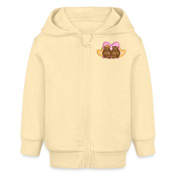 Liebe Bären Familie mit rosa und gelbe Herzen. - Baby Organic Kapuzenjacke Baby Connector von Stanley/Stella - Creme - Vorne