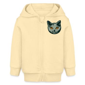 Chat / Mâle « British Shorthair » - Veste à capuche bébé bio Stanley/Stella - crème - Devant