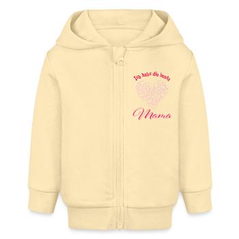 Muttertag - Ich habe die beste Mama -Aquarell Herz - Baby Organic Kapuzenjacke Baby Connector von Stanley/Stella - Creme - Vorne