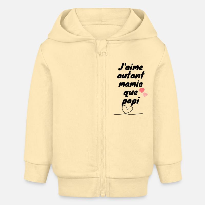 j'aime autant mamie que papi - Veste à capuche bébé bio Stanley/Stella - crème