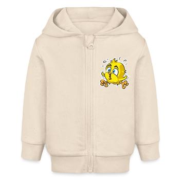 Bande dessinée Chick - Veste à capuche bébé bio Stanley/Stella - écru doux - Devant