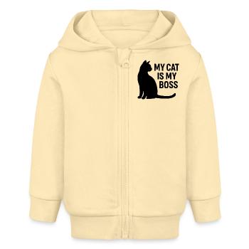 Katze ist Chef - Baby Organic Kapuzenjacke Baby Connector von Stanley/Stella - Creme - Vorne