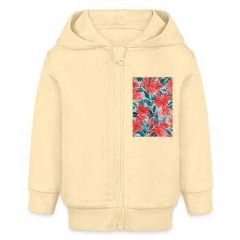 Wunderschöne rote Blumen - Baby Organic Kapuzenjacke Baby Connector von Stanley/Stella - Creme - Vorne