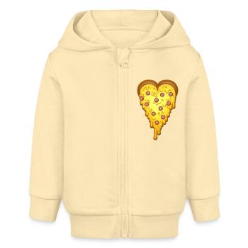 Coeur de pizza de la Saint-Valentin - Veste à capuche bébé bio Stanley/Stella - crème - Devant