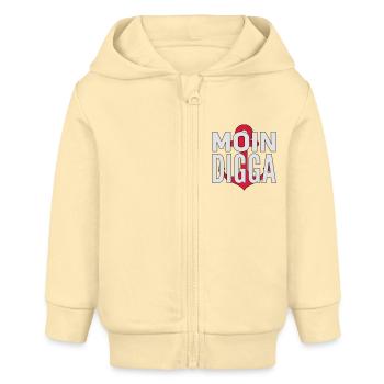Moin Digga Hamburg - Baby Organic Kapuzenjacke Baby Connector von Stanley/Stella - Creme - Vorne