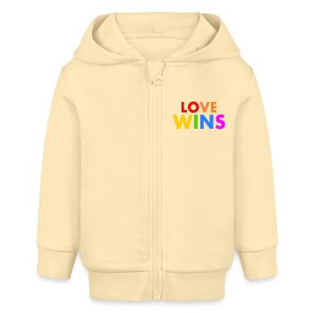 Love wins - Baby Organic Kapuzenjacke Baby Connector von Stanley/Stella - Creme - Vorne