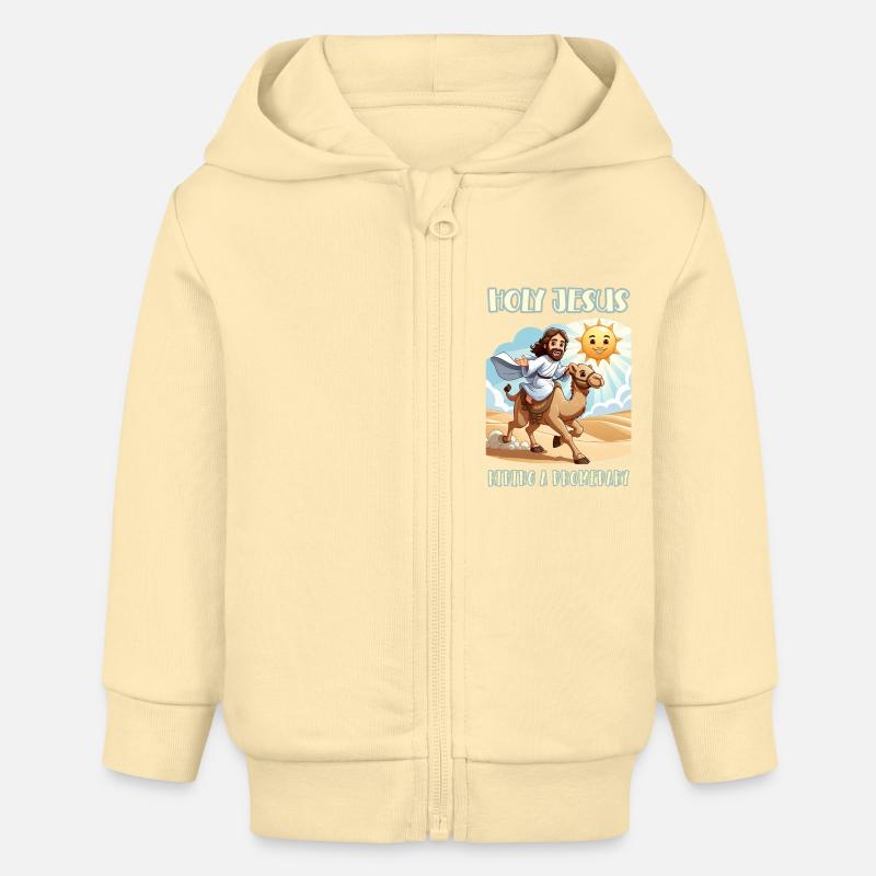 Saint Jésus chevauchant un dromadaire - Veste à capuche bébé bio Stanley/Stella - crème