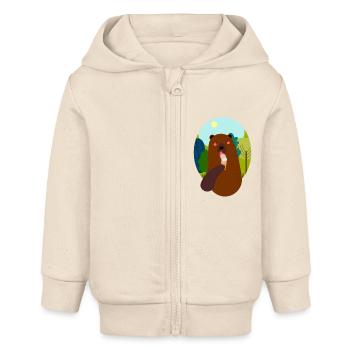 Ours avec de la glace - Veste à capuche bébé bio Stanley/Stella - écru doux - Devant