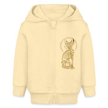 chat sphinx squelette tatouage - Veste à capuche bébé bio Stanley/Stella - crème - Devant