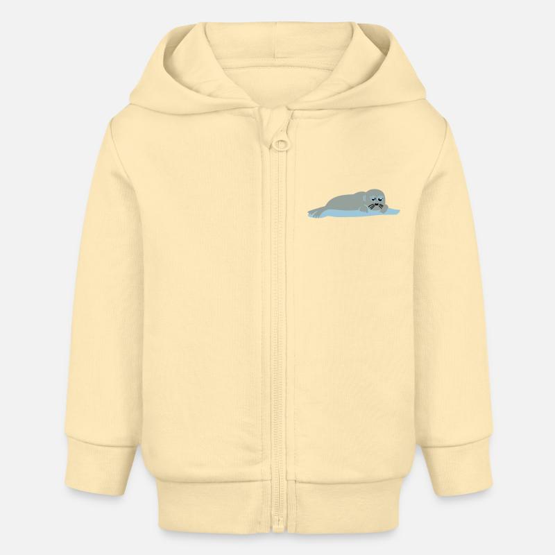 seal 2 - Veste à capuche bébé bio Stanley/Stella - crème