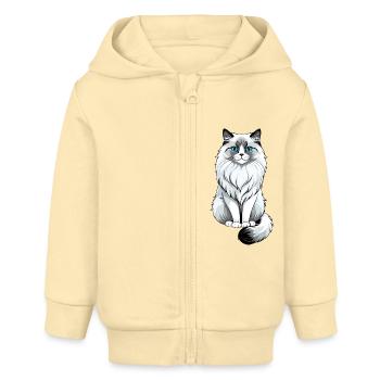 mailo cat - Baby Organic Kapuzenjacke Baby Connector von Stanley/Stella - Creme - Vorne