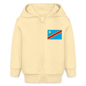 Flagge der Demokratischen Republik Kongo - Baby Organic Kapuzenjacke Baby Connector von Stanley/Stella - Creme - Vorne