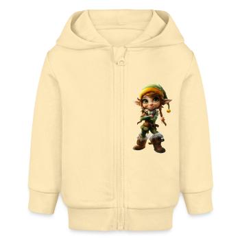 Elf #lovely toons - Baby Organic Zip-up Hoodie by Stanley/Stella - cream - Front