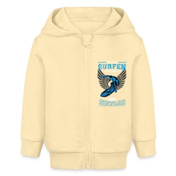 Surfen Leben sinnlos - Geschenk - Baby Organic Kapuzenjacke Baby Connector von Stanley/Stella - Creme - Vorne