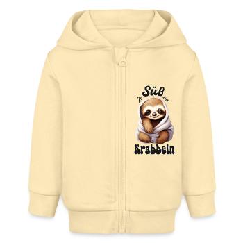 Faultierbaby - Zu Süß zum Krabbeln (Black-Edition) - Baby Organic Kapuzenjacke Baby Connector von Stanley/Stella - Creme - Vorne