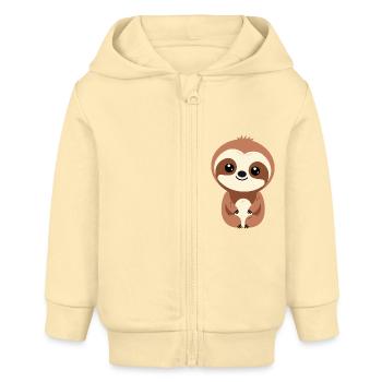 Baby Faultier - Baby Organic Kapuzenjacke Baby Connector von Stanley/Stella - Creme - Vorne