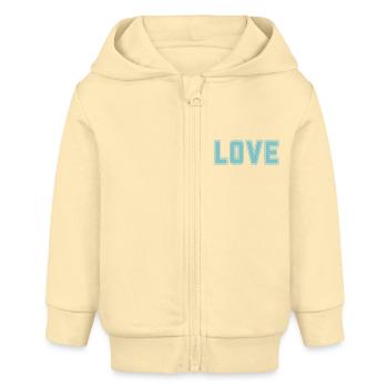 L’AMOUR est le plus important + le plus fort de l’univers - Veste à capuche bébé bio Stanley/Stella - crème - Devant