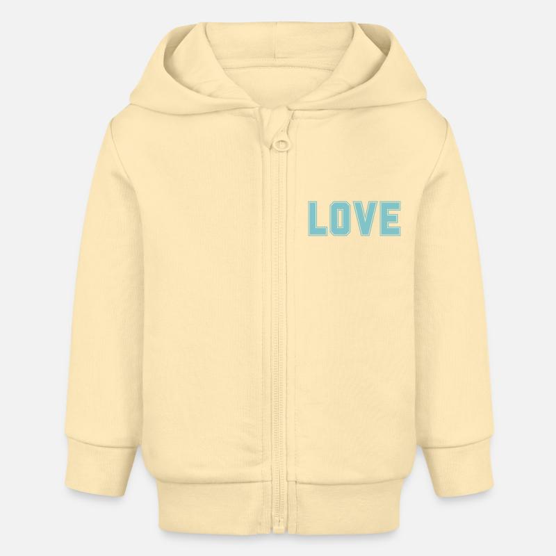 L’AMOUR est le plus important + le plus fort de l’univers - Veste à capuche bébé bio Stanley/Stella - crème