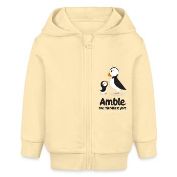 Amble Puffins - Baby Organic Zip-up Hoodie by Stanley/Stella - cream - Front