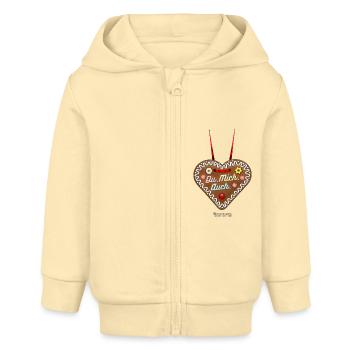 Lebkuchenherz Spruch Du mich auch - Baby Organic Kapuzenjacke Baby Connector von Stanley/Stella - Creme - Vorne