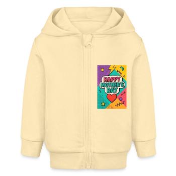 Happy Mother's Day Retro 90s Style - Baby Organic Zip-up Hoodie by Stanley/Stella - cream - Front