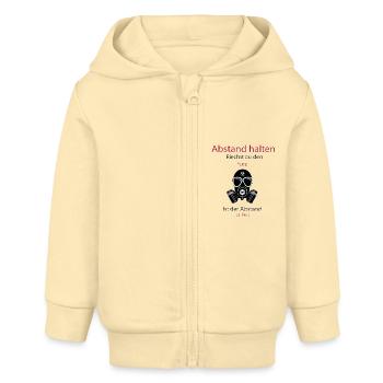 Abstand halten - riechst du den Furz - Baby Organic Kapuzenjacke Baby Connector von Stanley/Stella - Creme - Vorne
