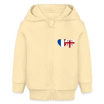 France Géorgie Flag Coeur - Veste à capuche bébé bio Stanley/Stella - crème - Devant