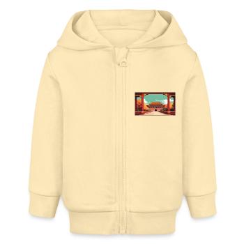 The Forbidden City, Beijng, China - Pixel Art - Baby Organic Zip-up Hoodie by Stanley/Stella - cream - Front