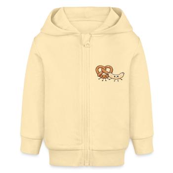 Weißwurst mit Brezel - Baby Organic Kapuzenjacke Baby Connector von Stanley/Stella - Creme - Vorne