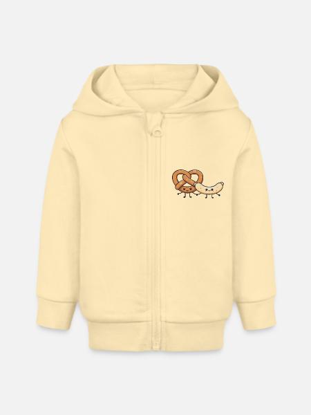 Weißwurst mit Brezel - Baby Organic Kapuzenjacke Baby Connector von Stanley/Stella - Creme