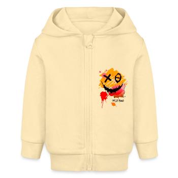 Lächeln Karikatur Vektor Lächeln Lustiges Symbol Glückliches Gesicht - Baby Organic Kapuzenjacke Baby Connector von Stanley/Stella - Creme - Vorne