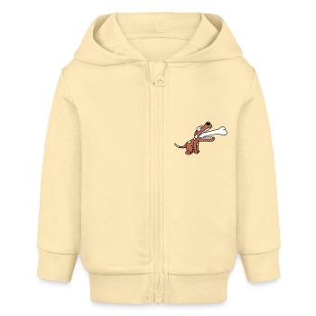 Dog Greedy Hungry Big Bone Swallowed - Baby Organic Zip-up Hoodie by Stanley/Stella - cream - Front