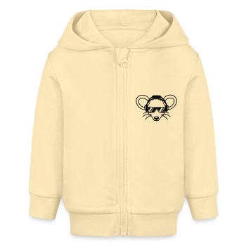 Maus Sonnenbrille Cool Kopfhörer Party Musik hören - Baby Organic Kapuzenjacke Baby Connector von Stanley/Stella - Creme - Vorne