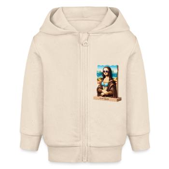 Mona Lisa en vacances - Veste à capuche bébé bio Stanley/Stella - écru doux - Devant