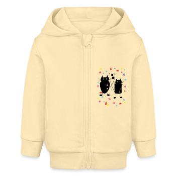 Katzen - Baby Organic Kapuzenjacke Baby Connector von Stanley/Stella - Creme - Vorne