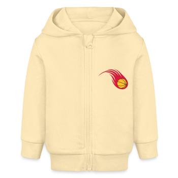 basketball fireball - Baby Organic Zip-up Hoodie by Stanley/Stella - cream - Front