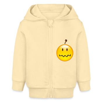 Smiley Question mark - Veste à capuche bébé bio Stanley/Stella - crème - Devant