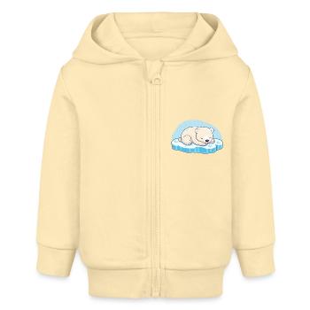 Ours polaire endormi - Veste à capuche bébé bio Stanley/Stella - crème - Devant