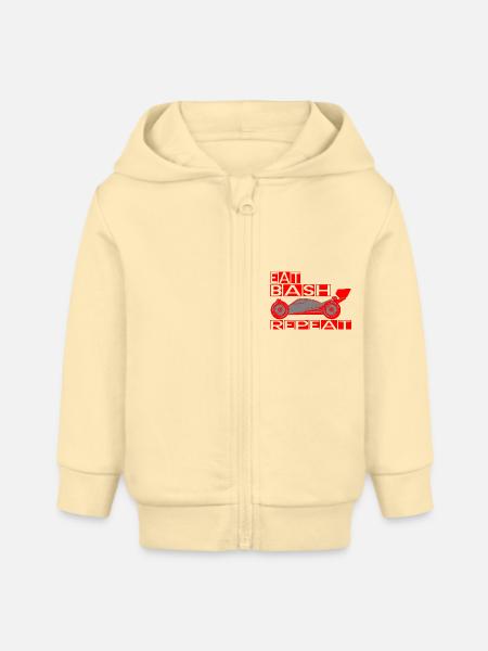 eat sleep bash repeat - Baby Organic Kapuzenjacke Baby Connector von Stanley/Stella - Creme