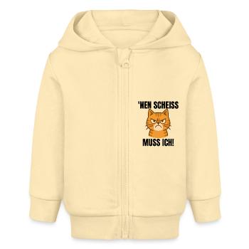 Arbeit Büro Lustige Katze frecher Spruch - Baby Organic Kapuzenjacke Baby Connector von Stanley/Stella - Creme - Vorne