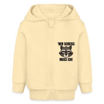 Waschbär nen Scheiss muss ich frecher Spruch - Baby Organic Kapuzenjacke Baby Connector von Stanley/Stella - Creme - Vorne