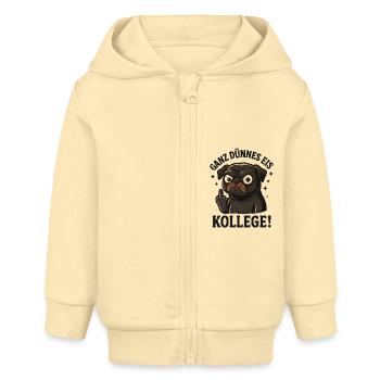 Ganz dünnes Eis Kollege Mops Hund - Baby Organic Kapuzenjacke Baby Connector von Stanley/Stella - Creme - Vorne